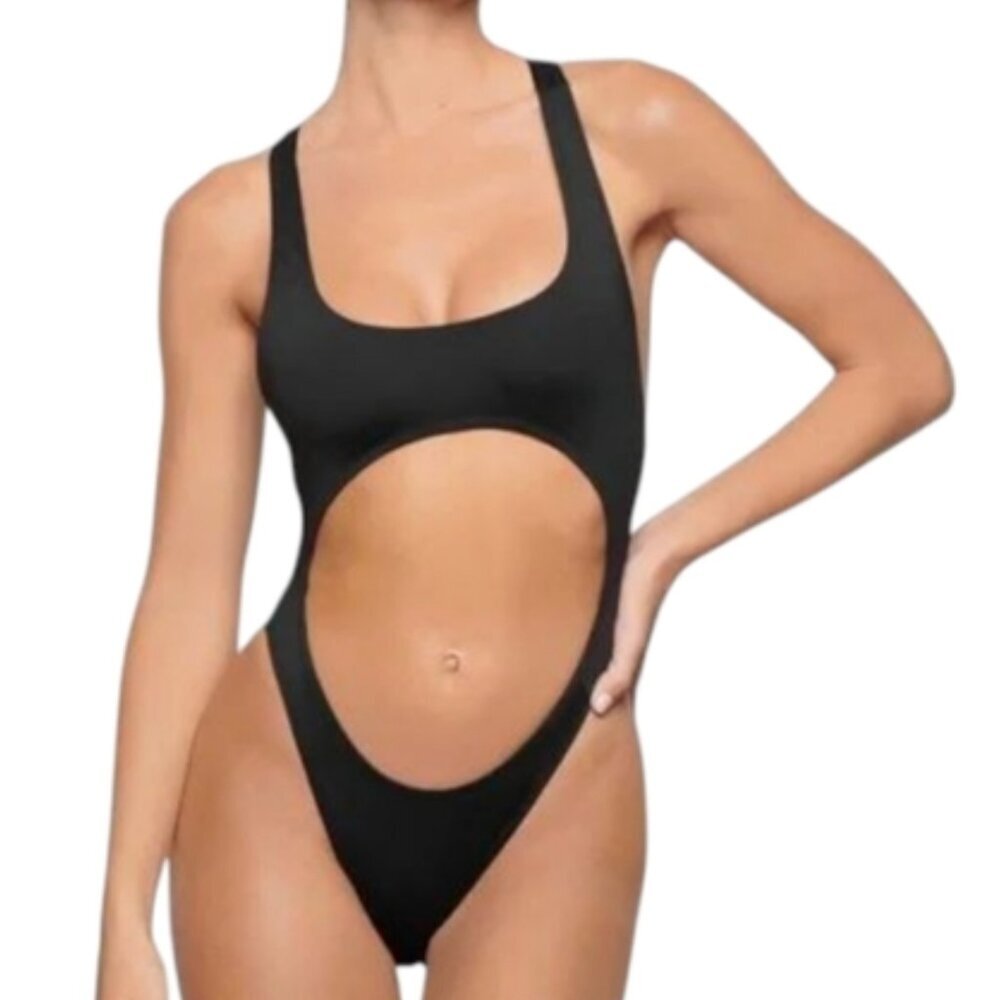 NWT Skims Cut Out Monokini in Onyx Black Size Large & XL